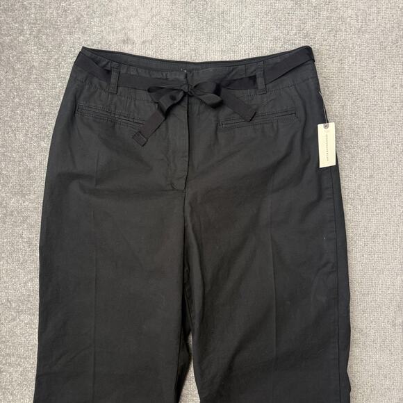Maeve Anthropologie Pants Womens 10 Black Wide Leg Tie Waist Stretch Cotton NWT - Picture 2 of 13